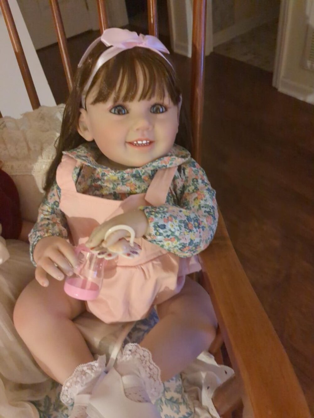 28" Reborn Toddler Girl Doll Long Brown Hair Lifelike Vinyl Cloth Body Princess